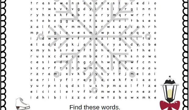 Winter Word Search Puzzle
