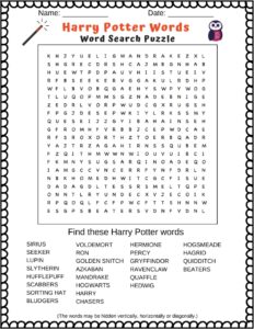 harry potter word search