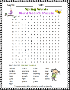 Spring Word Search Puzzle printable