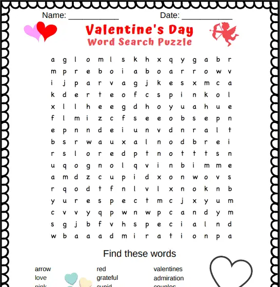 Valentine's Day Word Search PDF Puzzle for Kids - free printable PDF. This valentines day word search is free. So you can print it off and start enjoying right away.
