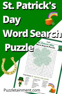 St. Patrick's day word search printable puzzle
