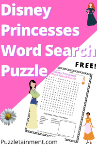 disney princess word search printable puzzle