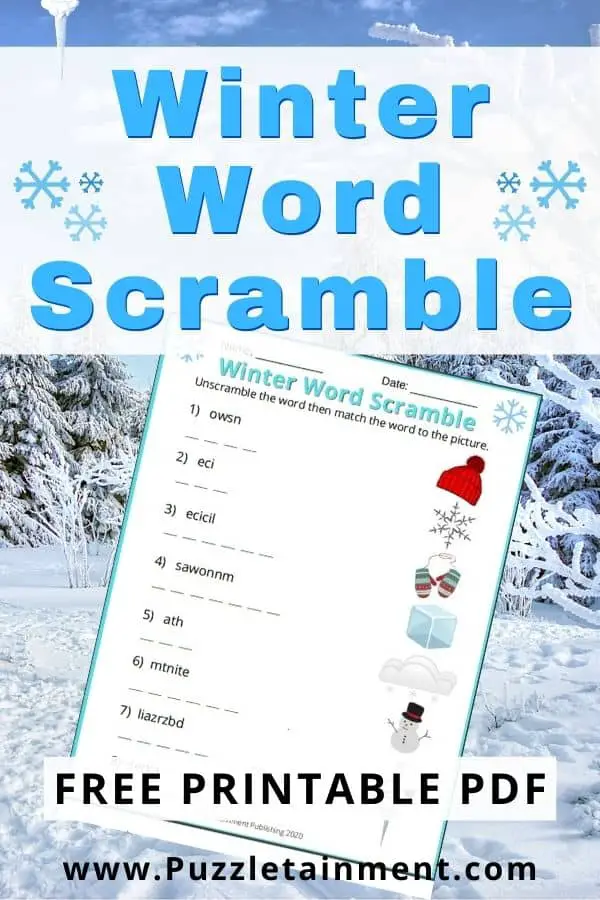 Winter Word Scramble for Kids - Free printable PDF