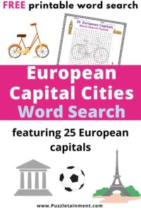 European capitals word search puzzle