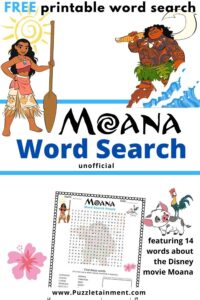Moana word search printable PDF