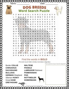Dog Breeds Word Search Puzzle [FREE Printable PDF] - Puzzletainment ...