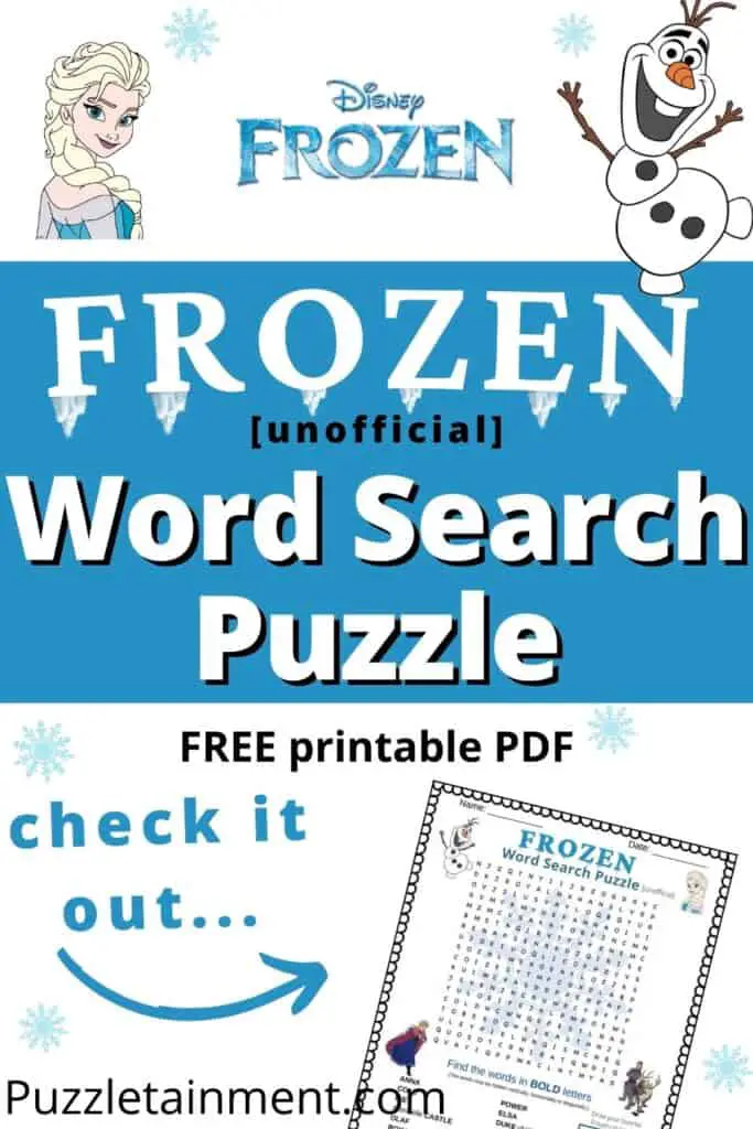 Frozen word search printable Free PDF for kids