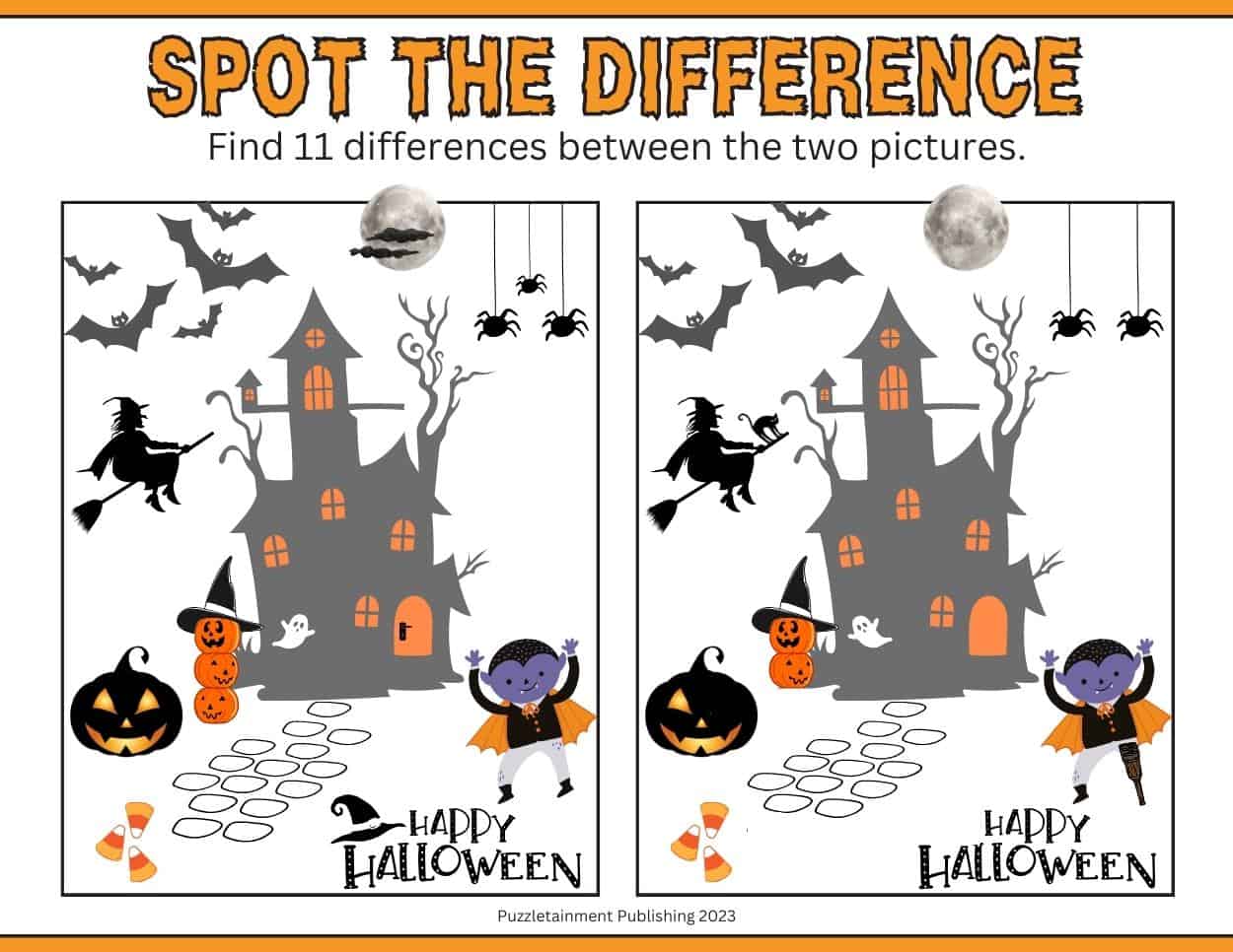 Halloween Spot The Difference Printable Page fun Free