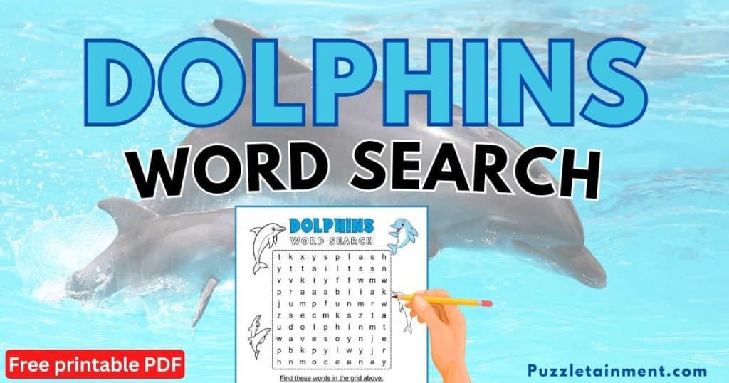 Dolphins word search printable - easy difficulty - Puzzletainment ...